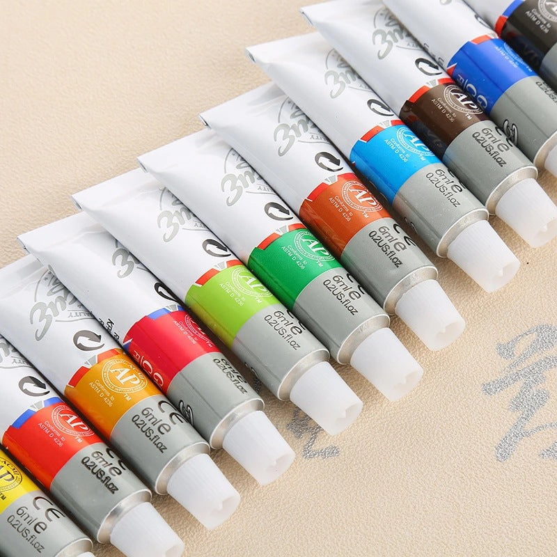 12 Colors 6ml Gouache Paint Set Beginners DIY Art Supplies